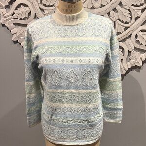 Vintage Koret Petites holiday Pastel Patterned Sweater M NWOT
